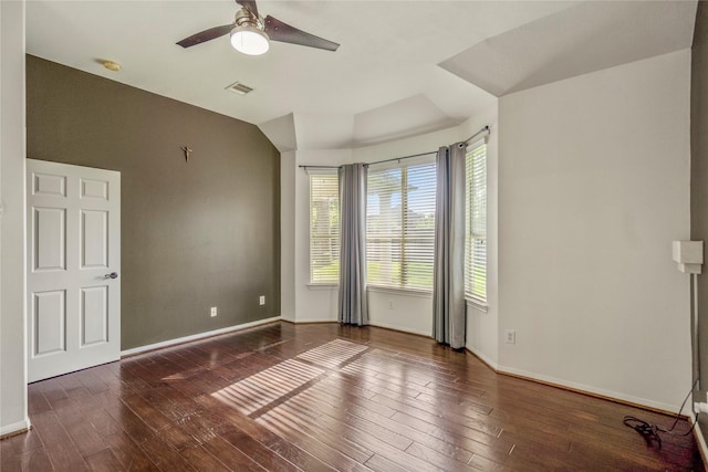 16206 Lakewood Field Dr, Tomball, TX 77377 - spare room with ceiling fan, wood-type flooring, a smoke detector, and lofted ceiling