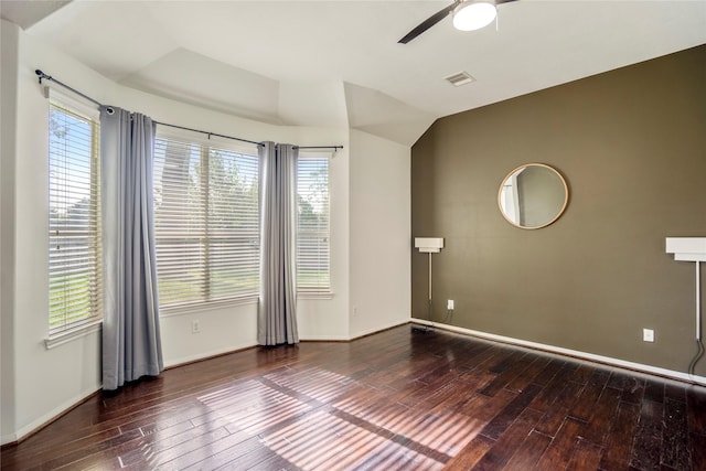 16206 Lakewood Field Dr, Tomball, TX 77377 - spare room with wood-type flooring, ceiling fan, plenty of natural light, and lofted ceiling