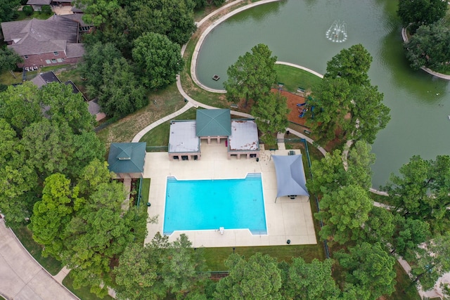 16206 Lakewood Field Dr, Tomball, TX 77377 - aerial view of property's location featuring a pool and a large body of water