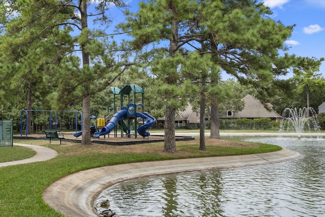 16206 Lakewood Field Dr, Tomball, TX 77377 - community playground with a lawn and a water view