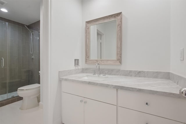 5110 Contour Pl, Houston, TX 77096 - bathroom with vanity, a stall shower, and tile patterned floors