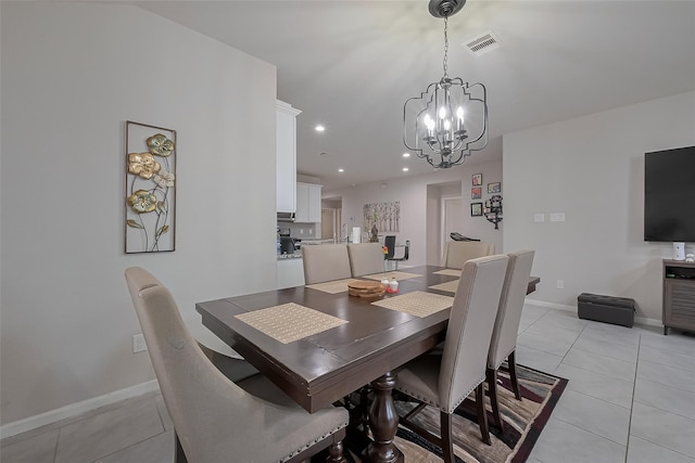 29626 Weber Way Ct, Katy, TX 77494 - dining room with a chandelier, light tile patterned floors, and recessed lighting