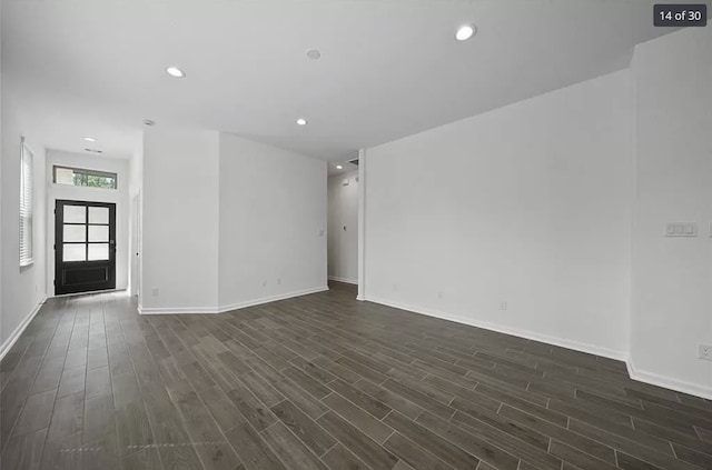 120 Lukewood Cir, Conroe, TX 77318 - empty room with dark wood-style flooring and recessed lighting