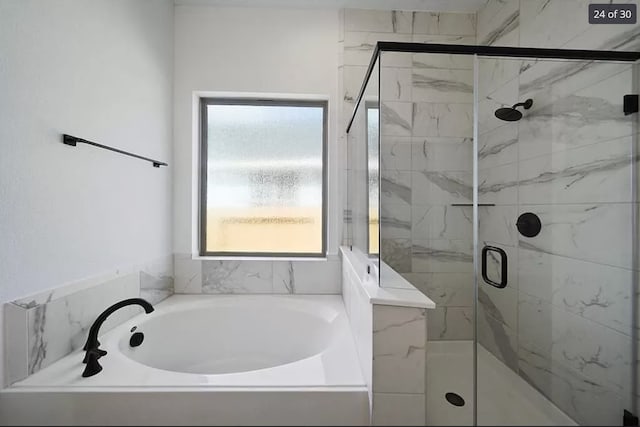 120 Lukewood Cir, Conroe, TX 77318 - full bathroom featuring a garden tub, healthy amount of natural light, and a stall shower