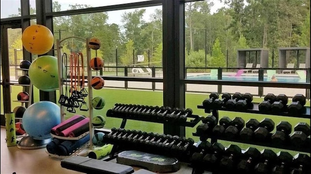 120 Lukewood Cir, Conroe, TX 77318 - gym with healthy amount of natural light