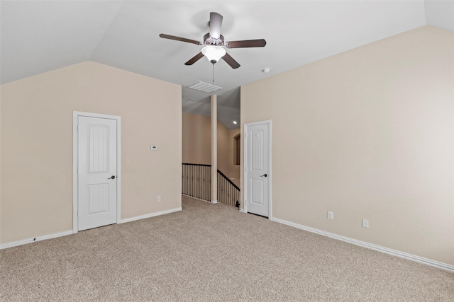 28647 Maple Red Dr, Katy, TX 77494 - bonus room with lofted ceiling, carpet flooring, and ceiling fan