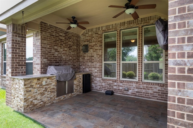 28647 Maple Red Dr, Katy, TX 77494 - view of patio featuring a ceiling fan and area for grilling