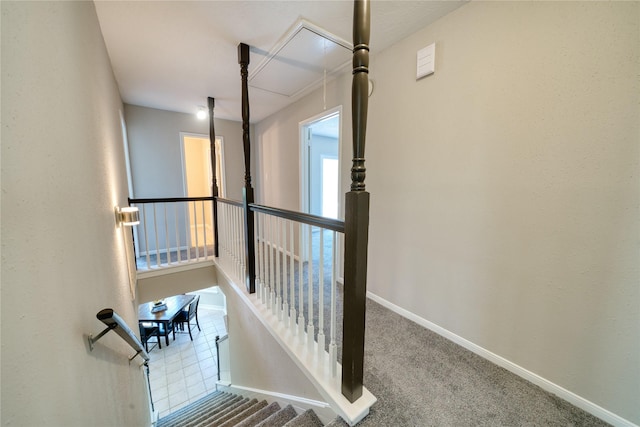 21434 Park Bluff Dr, Katy, TX 77450 - hallway with baseboards and carpet flooring