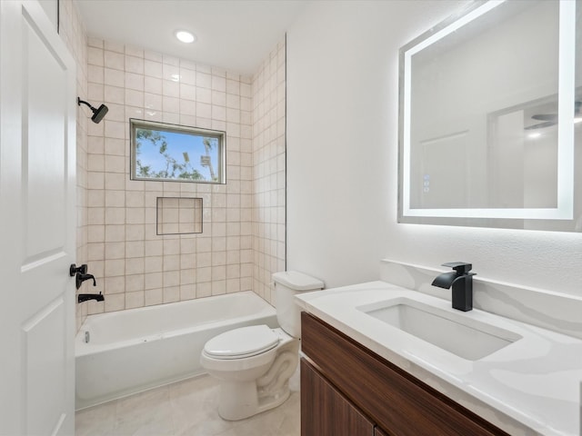 7420 Maxroy St, Houston, TX 77088 - bathroom featuring vanity, shower / tub combination, and tile patterned flooring