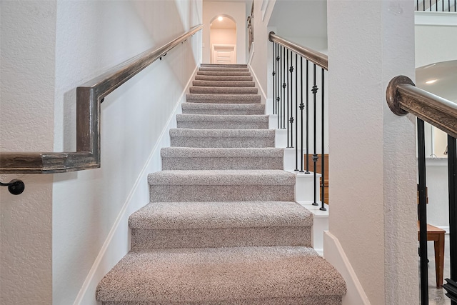 11810 White Flint Ln, Cypress, TX 77433 - stairway with a textured wall