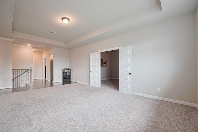 11810 White Flint Ln, Cypress, TX 77433 - carpeted spare room with a raised ceiling, arched walkways, and recessed lighting