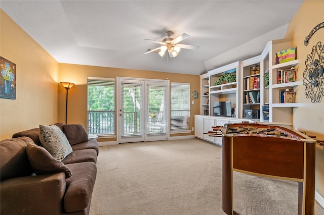 7914 Chianti Ct, Sugar Land, TX 77479 - carpeted living room featuring ceiling fan