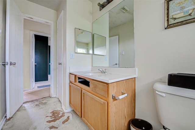 11303 Canyon Shore Dr, Humble, TX 77396 - half bathroom featuring vanity and unfinished concrete flooring