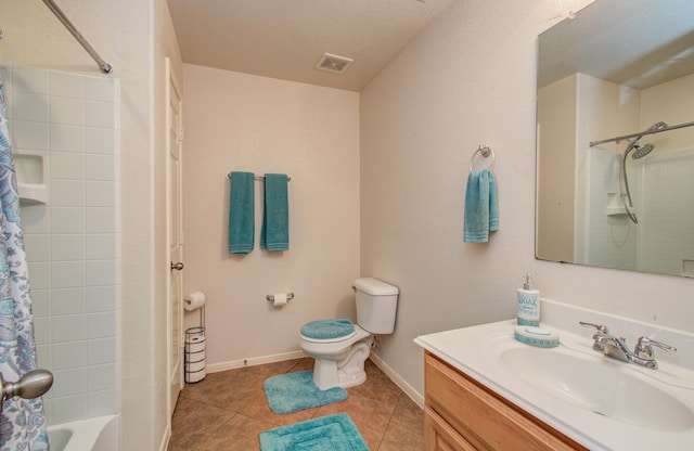 21522 Amesbury Meadow Ln, Spring, TX 77379 - full bath with vanity, tile patterned flooring, and shower / bath combination with curtain
