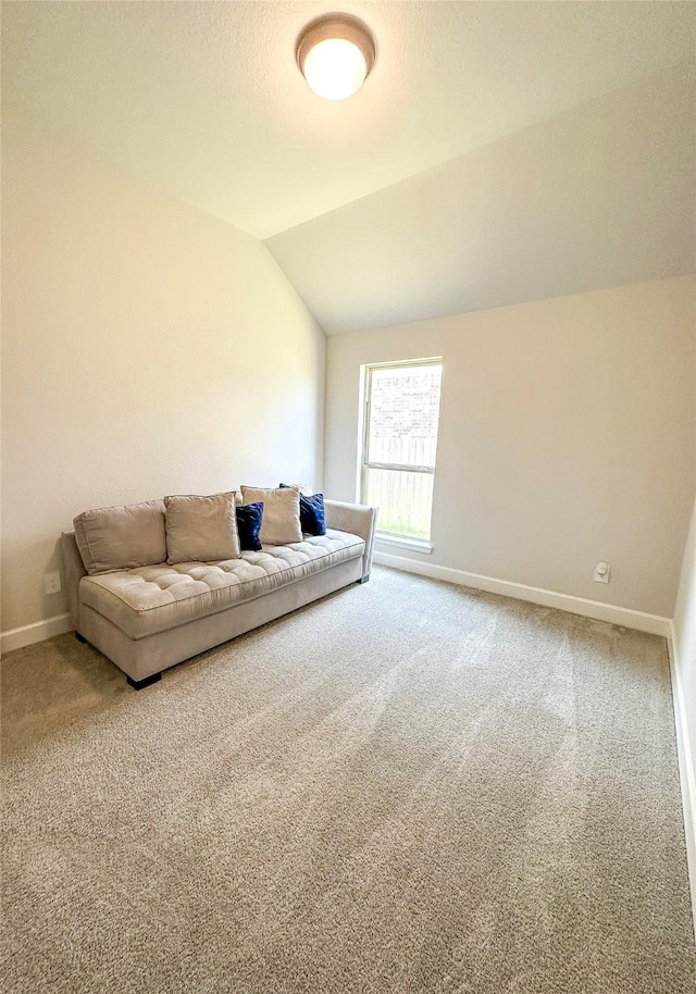 18923 Toscana Ln, New Caney, TX 77357 - living room featuring carpet flooring and lofted ceiling