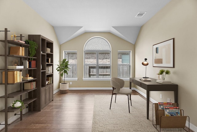 5622 Chipstone Trail Ln, Katy, TX 77493 - office with hardwood / wood-style floors and vaulted ceiling