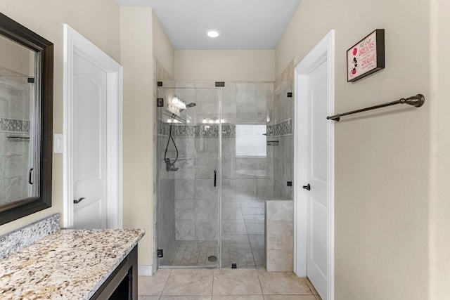 5622 Chipstone Trail Ln, Katy, TX 77493 - bathroom featuring vanity, a shower stall, and tile patterned floors