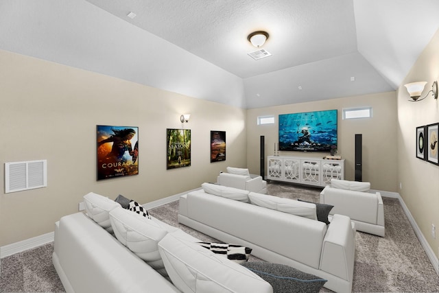 5622 Chipstone Trail Ln, Katy, TX 77493 - carpeted home theater room with baseboards and lofted ceiling
