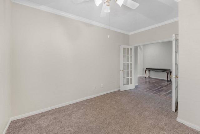 15215 Millers Run Ln, Sugar Land, TX 77498 - carpeted empty room featuring crown molding and a ceiling fan