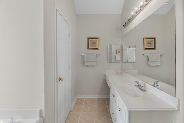 15215 Millers Run Ln, Sugar Land, TX 77498 - full bathroom with vanity, tile patterned flooring, and a tub to relax in