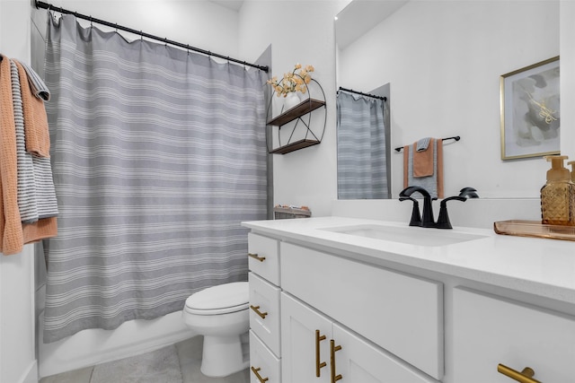 6826 Mirabeau Ln, Katy, TX 77493 - full bathroom with vanity, tile patterned flooring, and shower / tub combo with curtain