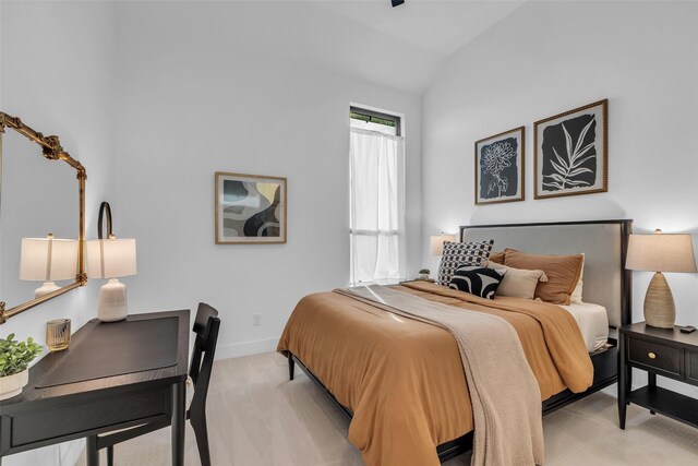 6826 Mirabeau Ln, Katy, TX 77493 - bedroom featuring light colored carpet and vaulted ceiling