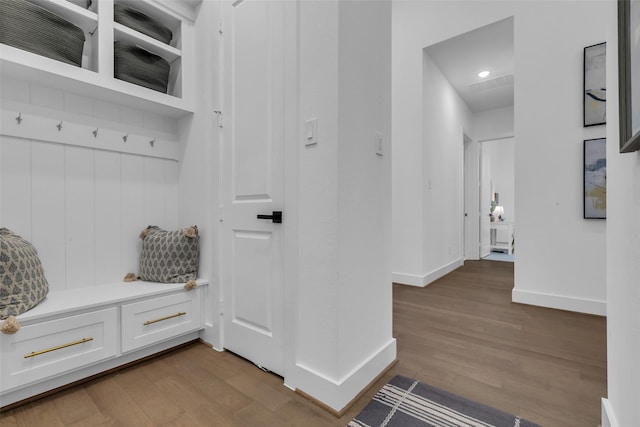 6826 Mirabeau Ln, Katy, TX 77493 - mudroom with wood finished floors and recessed lighting