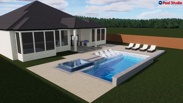 6826 Mirabeau Ln, Katy, TX 77493 - view of swimming pool featuring a patio area and a pool with connected hot tub
