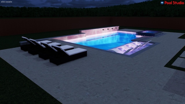 6826 Mirabeau Ln, Katy, TX 77493 - view of swimming pool with an in-ground hot tub and a fenced backyard