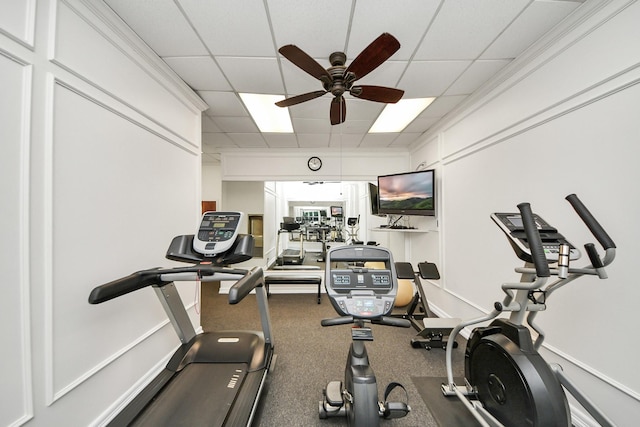 1111 Bering Dr Unit 306, Houston, TX 77057 - workout room with a ceiling fan and a drop ceiling
