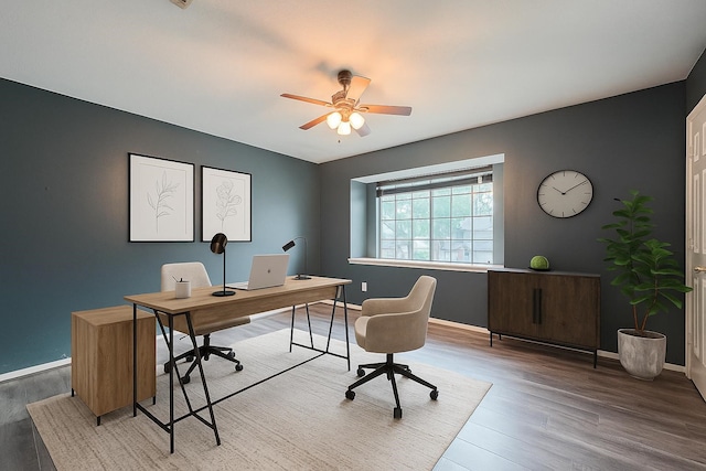 10834 Glenora Dr, Houston, TX 77065 - home office featuring wood finished floors and ceiling fan