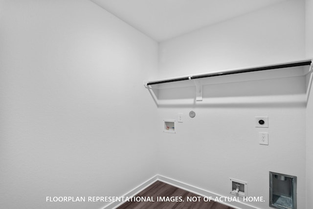 26112 Ethereal Rd, La Marque, TX 77563 - washroom featuring gas dryer hookup, electric dryer hookup, hookup for a washing machine, and dark wood-style floors