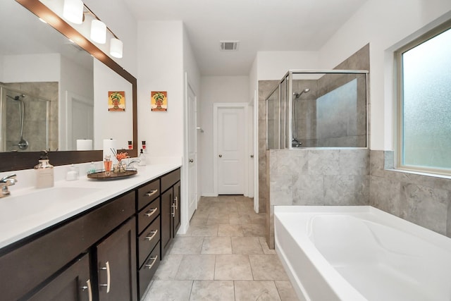 622 Aberhill Dr, Rosharon, TX 77583 - bathroom with a bath, a stall shower, and double vanity