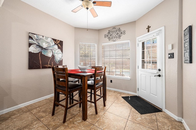 2227 Country Creek Way, Richmond, TX 77406 - dining space featuring a ceiling fan and light tile patterned flooring