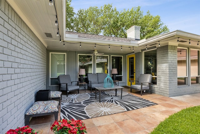 10610 Bordley Dr, Houston, TX 77042 - view of patio with outdoor lounge area and ceiling fan