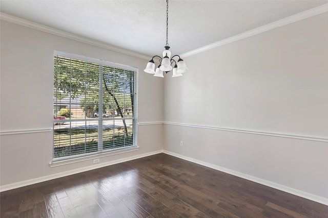 19002 Volley Vale Ct, Humble, TX 77346 - empty room featuring a chandelier, crown molding, and dark wood-style floors
