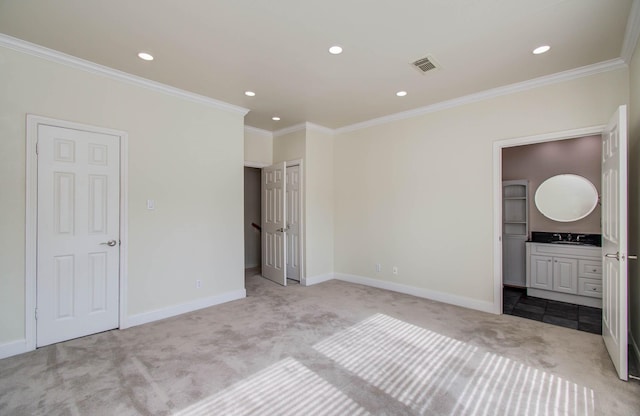 5701 Winsome Ln Unit 2, Houston, TX 77057 - unfurnished bedroom featuring carpet, recessed lighting, ornamental molding, and ensuite bathroom