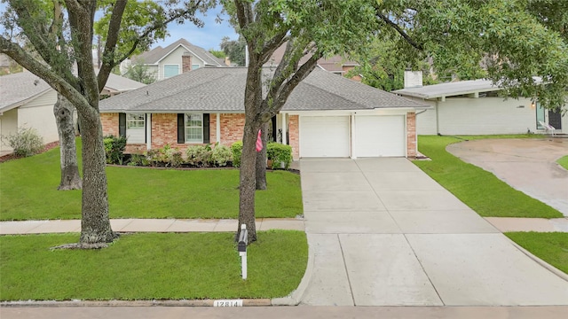 12814 Westmere Dr, Houston, TX 77077 - view of front of home featuring brick siding, an attached garage, driveway, and a shingled roof