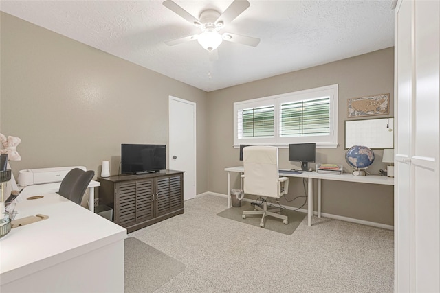 12814 Westmere Dr, Houston, TX 77077 - carpeted office space featuring a ceiling fan and a textured ceiling