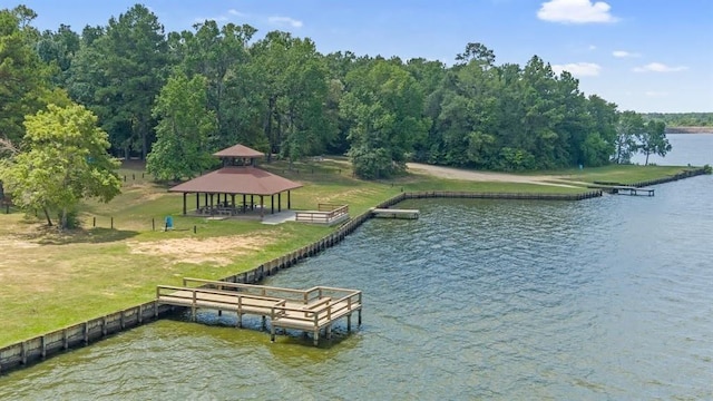 627 S Hyannis Port St, Crosby, TX 77532 - dock area featuring a gazebo and a water view