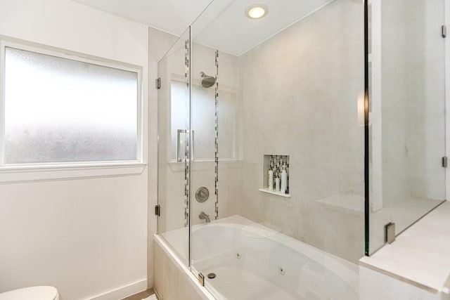 8911 Birdwood Ct, Houston, TX 77096 - full bathroom with a combined bath / shower with jetted tub and recessed lighting