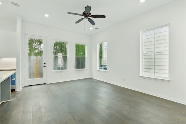 9902 Clark Rd Unit F, Houston, TX 77076 - spare room featuring a ceiling fan, dark wood finished floors, and recessed lighting