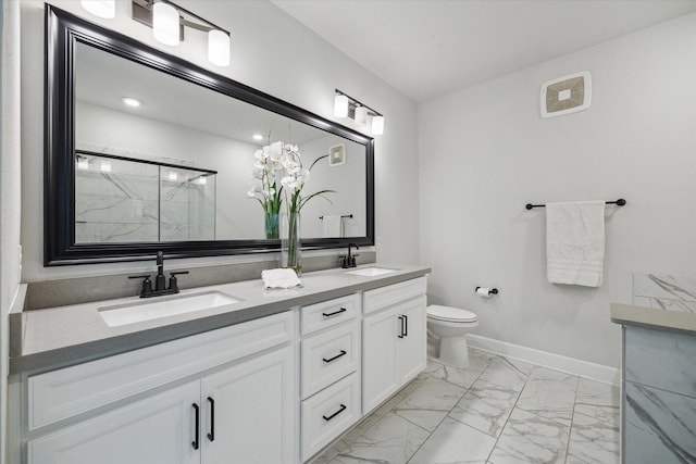 6804 Westview Dr Unit 1407, Houston, TX 77055 - full bath featuring marble finish floors, double vanity, and a marble finish shower