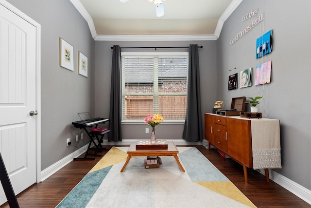 1512 Preserve Ln, Pearland, TX 77089 - sitting room featuring dark wood-type flooring and crown molding