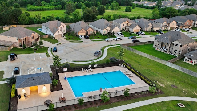 21310 Baldovin Way, Tomball, TX 77375 - aerial perspective of suburban area featuring a pool area