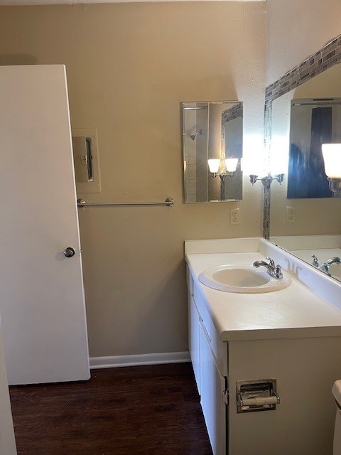 8515 Hearth Dr Unit 36, Houston, TX 77054 - bathroom with vanity and wood finished floors