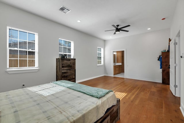 630 S Railroad Ave, Shepherd, TX 77371 - bedroom with wood finished floors, recessed lighting, and ceiling fan