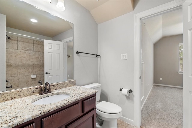 15602 Shining Brook Ct, Houston, TX 77044 - full bath featuring lofted ceiling, vanity, and a shower