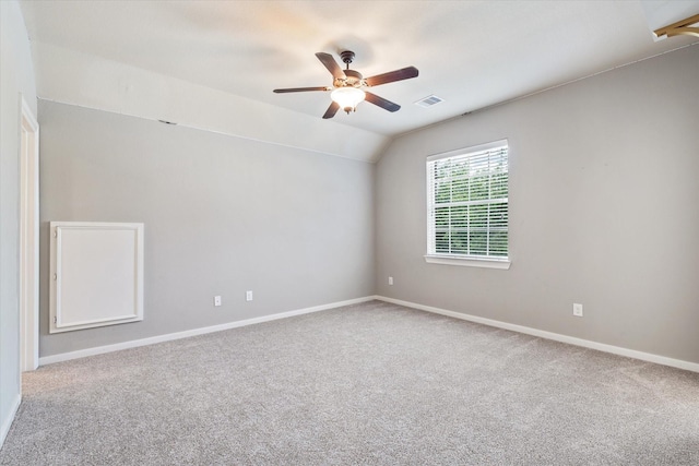 15602 Shining Brook Ct, Houston, TX 77044 - carpeted empty room with ceiling fan and vaulted ceiling