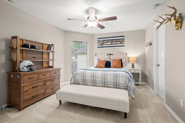 13306 Golden Valley Dr, Cypress, TX 77429 - bedroom featuring light carpet and a ceiling fan